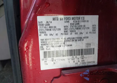 2015 Ford F-250 Xlt from USA, damaged, VIN 1FT7W2B64FEB13696